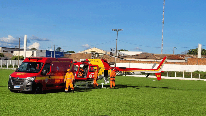Iturama: Homem sofre mal súbito, provoca acidente e é socorrido de helicóptero para Uberaba